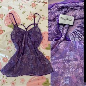 🌷cute purple multi colored lace mini dress/top with straps across the bust